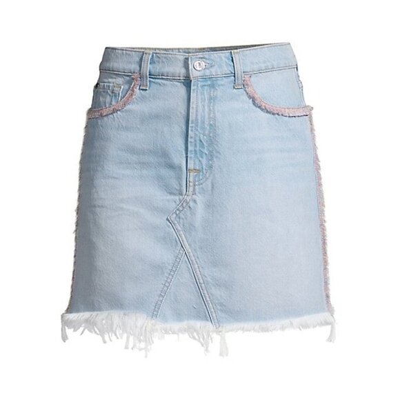 NWT 7 For All Mankind blue denim mini skirt, 25 - Picture 9 of 12